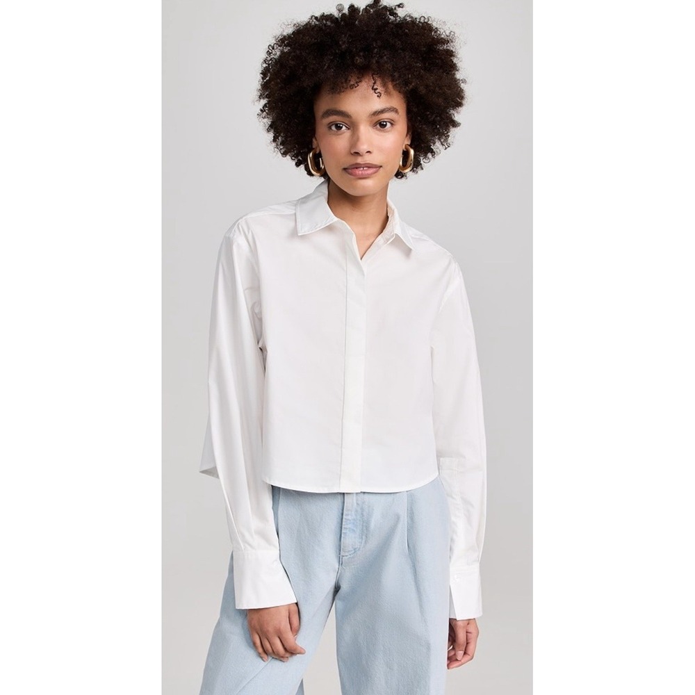 7 for all mankind Voile button up women's White Dress, Casual Shirt Size S.